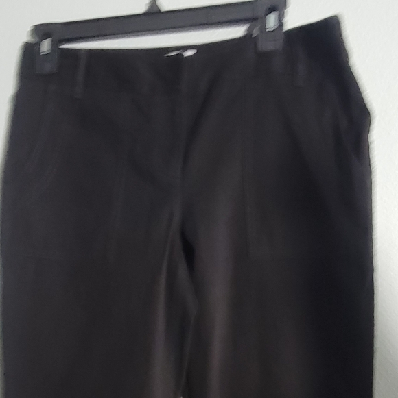 LOFT Black Suede Marisa Cotton Mod Rise bootleg  pants.. size 6 - Picture 3 of 7